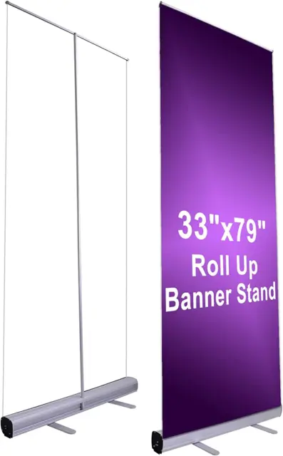 33"X79" Aluminum Retractable Roll up Banner Stand Conference Display Trade Show