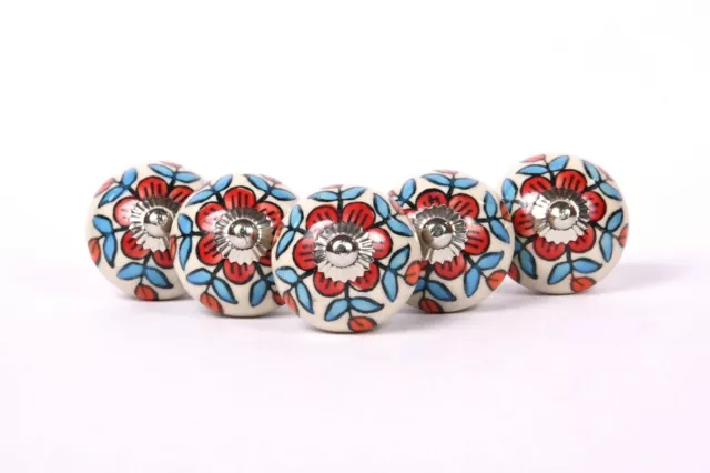 Floral Forme Porte Boutons Céramique Armoire Tiroir Garde-Robe Tirer Poignée