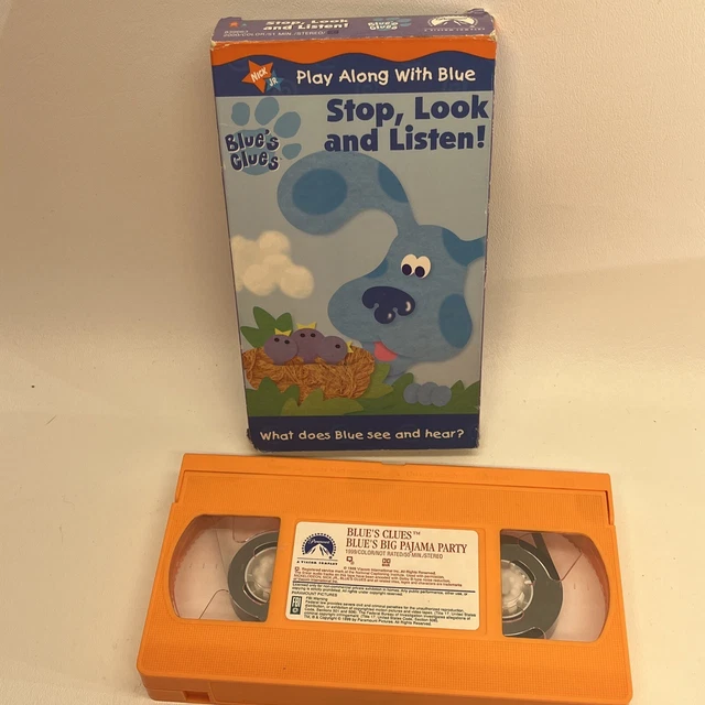 BLUE S CLUES Stop Look And Listen VHS 2000 Nick Jr Nickelodeon Blue s clues stop look and listen vhs 2000 nick jr nickelodeon