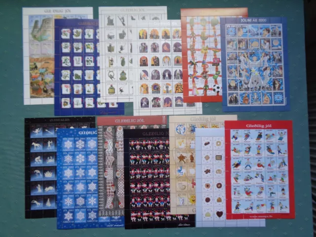 Färöer, Weihnachten, 13 Stück Jul-Marken Bogen 1995/2007 komplett postfrisch MNH