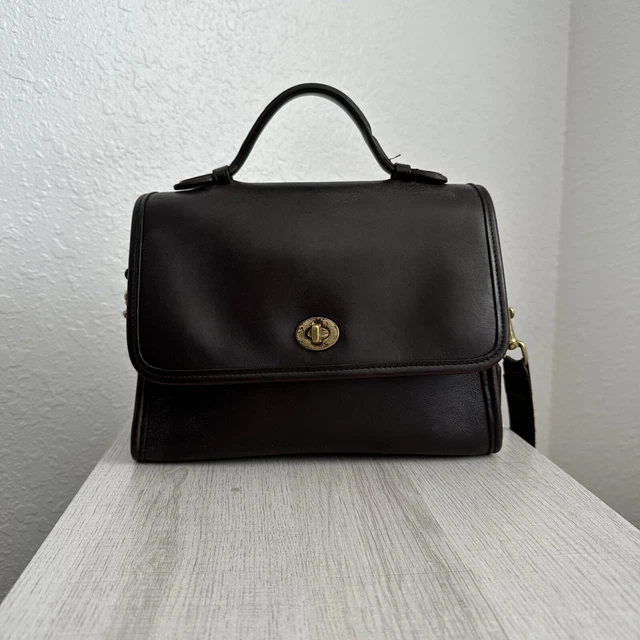 VINTAGE BROWN COACH Court Bag Crossbody Top Handle Bag Willis Turnlock