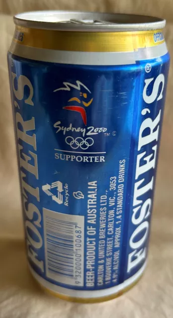 COLLECTIBLE FOSTERS LAGER SYDNEY 2000 OLYMPIC SUPPORTER 375 mL  BEER CAN