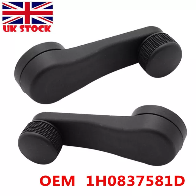 2x Window Winder Handle Hand Crank Regulator For VW T4 T5 Transporter Golf Black