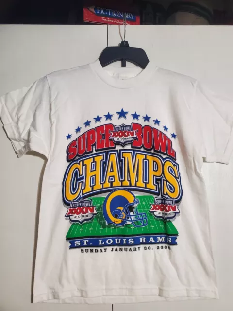 Vintage St. Louis Rams Super Bowl XXXIV 2000 Champions M T-Shirt Helmet NFL