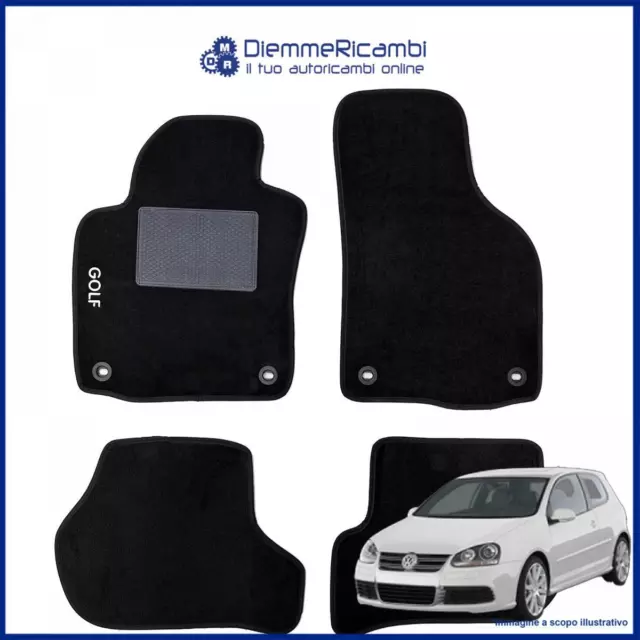 Serie 4 Tappeti - Tappetini In Moquette Neri Per Volkswagen Golf Dal 2003 A 2008