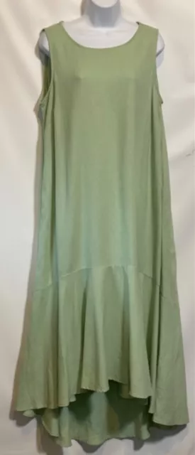 Cynthia Rowley M Mint Green Linen Rayon Sleeveless Midi Maxi Flared Dress