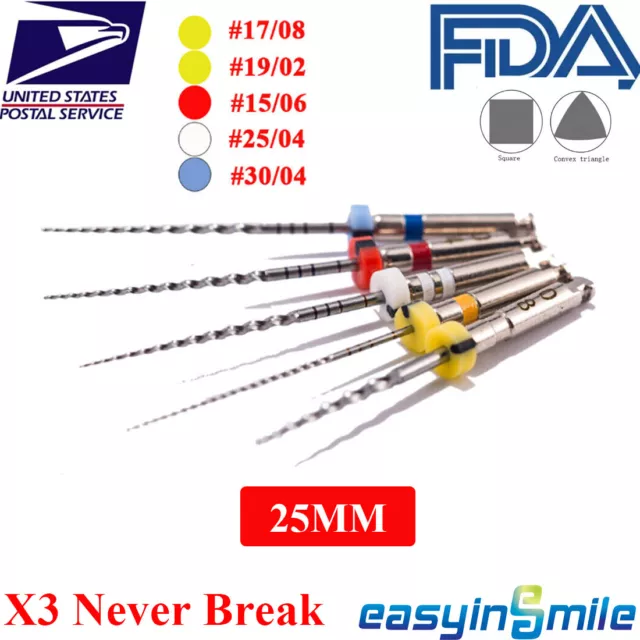 Dental X3 Endo Rotary Files Endodontic NITI Engine Files Tips Never Break 25MM