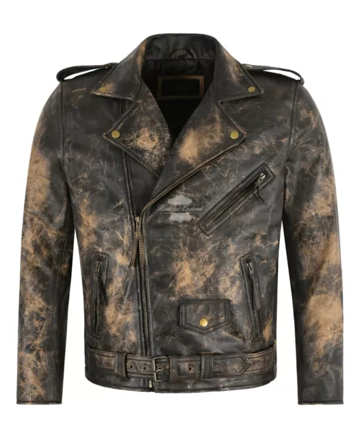 70'S Vintage Leather Jacket Distressed BIKER Fashion REAL Leather BRANDO Jacket