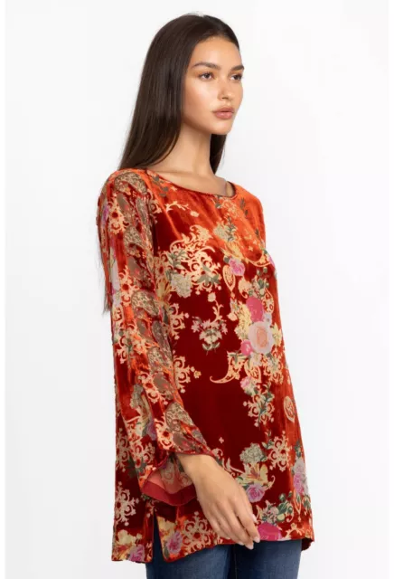 NEW/NWT Johnny Was Paisley Kimi Tunic Top Blouse Burnout Velvet L Retail $318