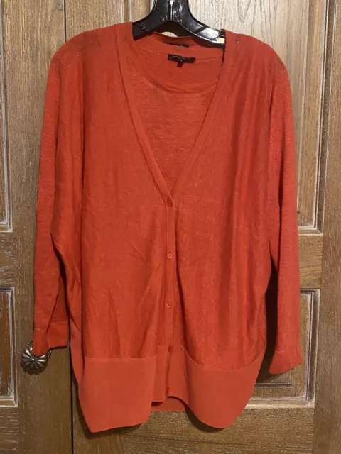 Lafayette 148 Sz Sm Twin Set Sweater Stretch Knit Orange 🌅 Sunset