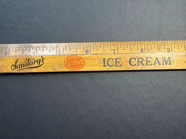 Vintage Sanitary's Ice Cream Sealtest Drumstick Advertising 12" Wood Ruler