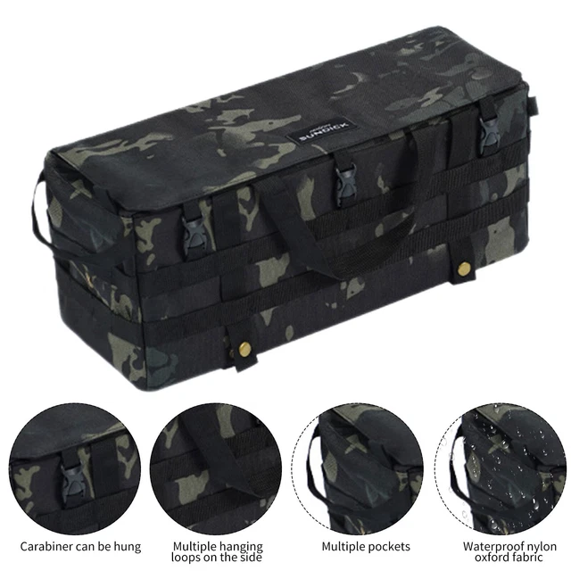 Bolsas de almacenamiento - Bolsillo impermeable Molle para escritorio lateral (camuflaje negro)