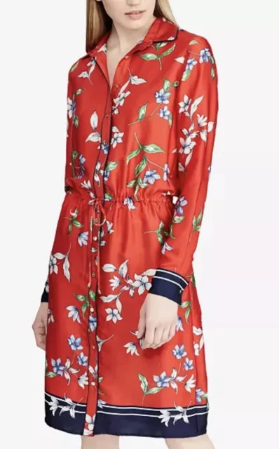 Lauren Ralph Lauren Floral-Print Twill Shirtdress red floral women’s size 12