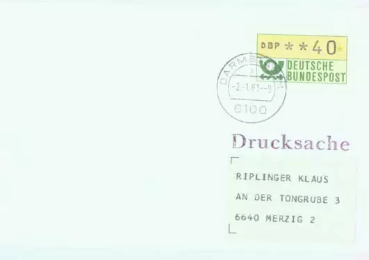 Q35 BRD FDC Automatenmarke 1981 Darmstadt