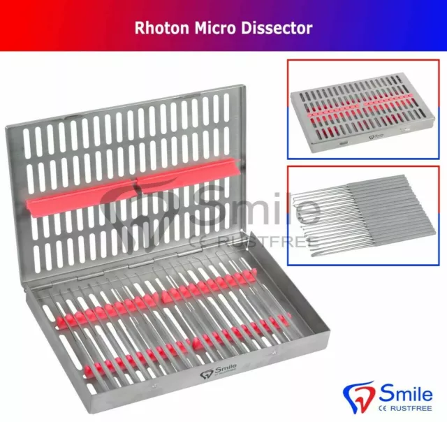 Rhoton Micro Dissector Expanded Set Of 20 PCS With Free Sterilization Tray CE