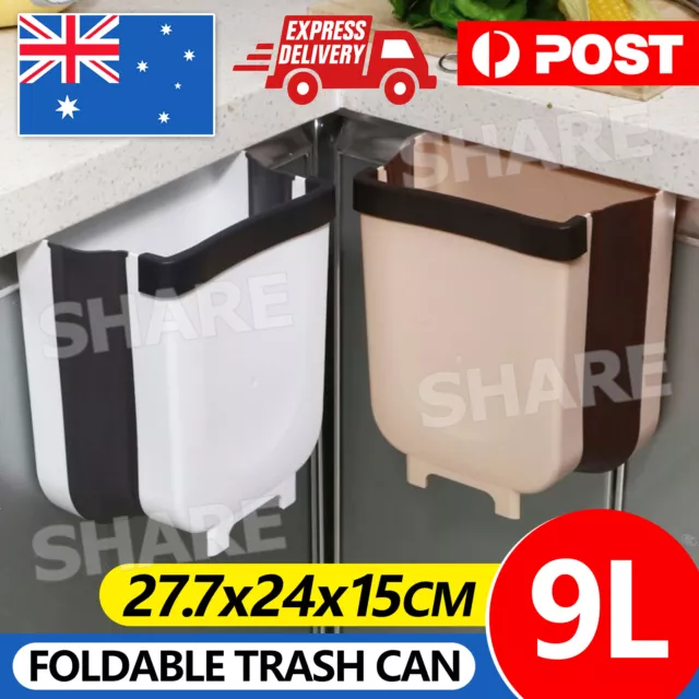 Folding Collapsible Waste Garbage Bin Hanging Trash Can Kitchen Drawer Cabinet