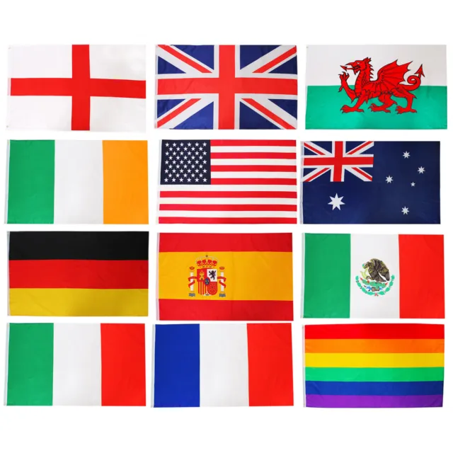Huge Country Flag 5Ft X 3Ft National Flags Sports Rugby Football Event Party