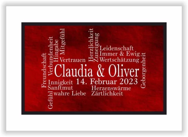 Geschenk Valentinstag Jahrestag Eigenschaften der Liebe Poster Rot Mann Frau