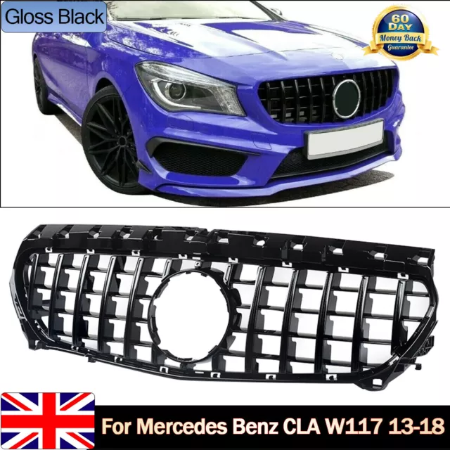 For Mercedes Cla W117 C117 2013-2018 Panamericana Gt-R Style Front Grille Black