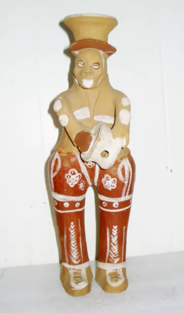 Vintage 1950'S Mexico Terracotta Figurine Beautiful Prehispanic Design Nr