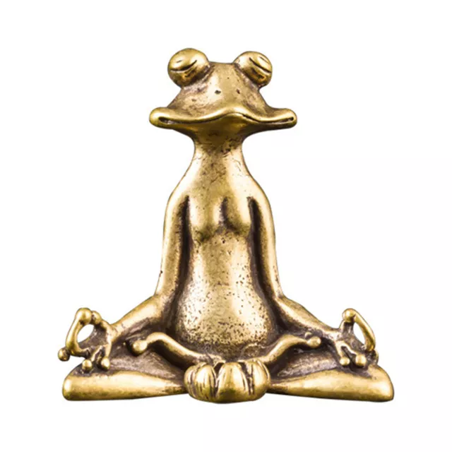 Vintage Brass Sitting Zen Frog Statue Sculpture Incense Holder Desk Ornament 96