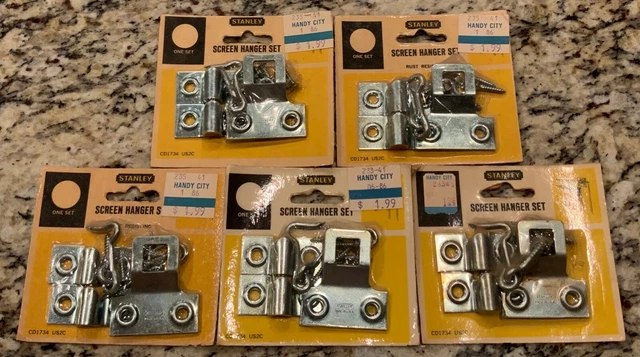 New Sealed Lot of 5 Stanley Screen Hanger Set CD1734 US2C Zinc Plated 5 Sets