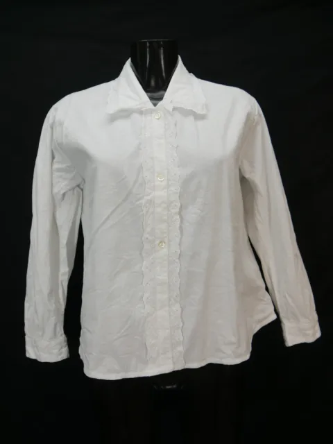 Camicia folcloristica taglia 44 bianca camicetta per dirndl cotone pizzo fine TB8898