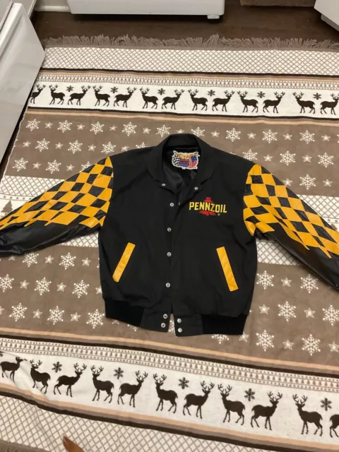 Vintage 1998 Jeff Hamilton Collection PENNZOIL Jacket Racing Leather USA M