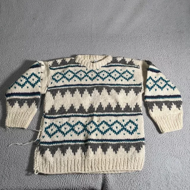 Vintage Ixchel Sweater Mens Extra Large White Knit Wool Aztech Western Peru Mark