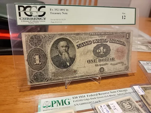 1891 $1  Treasury Note, Fr 352,  PCGS 12 FINE BRUCE ROBERTS