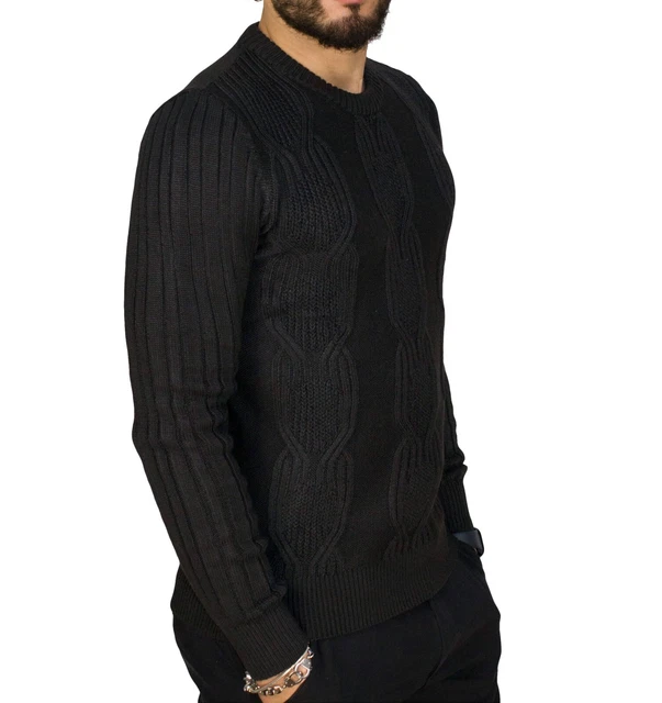 Maglione uomo invernale girocollo lana pullover maglioncino slim fit RDV