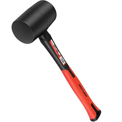 Maillet Caoutchouc Maillet Carrelage Noir - Manche en Fibre de Verre Absorban...