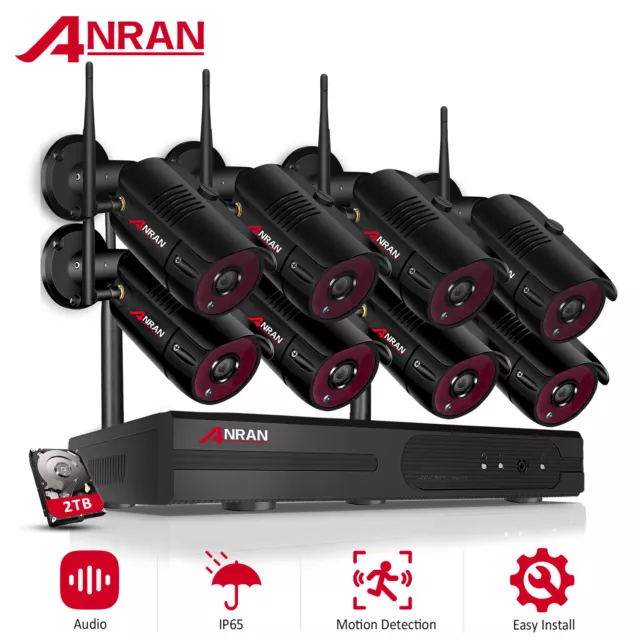 ANRAN 5MP HD Surveillance Caméra Sécurité HD 8CH WIFI NVR CCTV avec 2TB HDD Kit