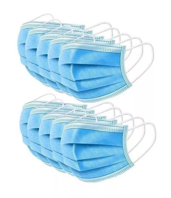 Disposable Face Masks - Multipack 3-Ply - Breathable Blue Non Surgical/Medical