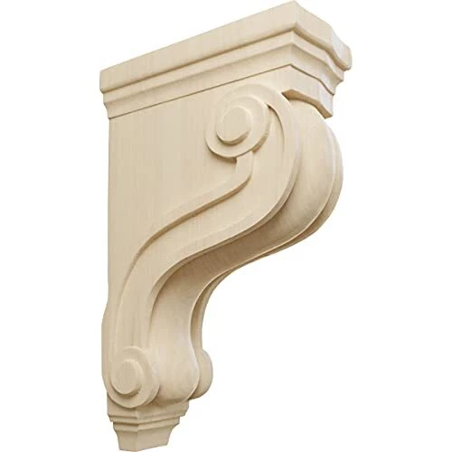 COR03X08X13TSRW-CASE-2 Boston Traditional Scroll Wood Corbels, 3 7/8"W x 8"D ...
