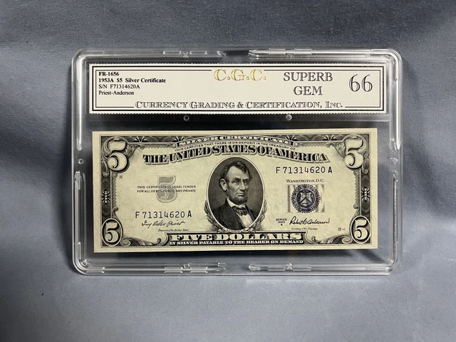 Amazing GEM++ UNCIRCULATED 1953 $5 Silver Certificate!  66! F71314620A