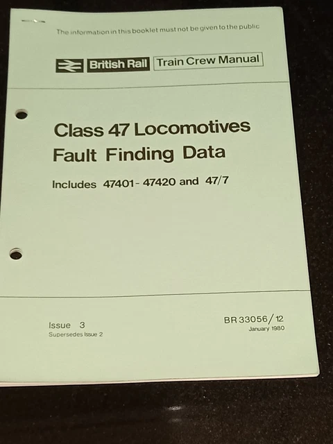 BRITISH RAIL TRAIN crew manual- Class 47 Locomotives Fault Finding Data ...