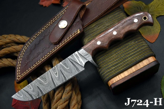 Custom 9.3"OAL Damascus Steel Hunting Knife Handmade,Camel Bone Handle (J724-H)