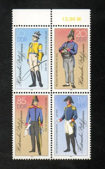 DDR 1986 Historische Postuniformen Mi.2997 2998 2999 3000 postfrisch *BM352h1