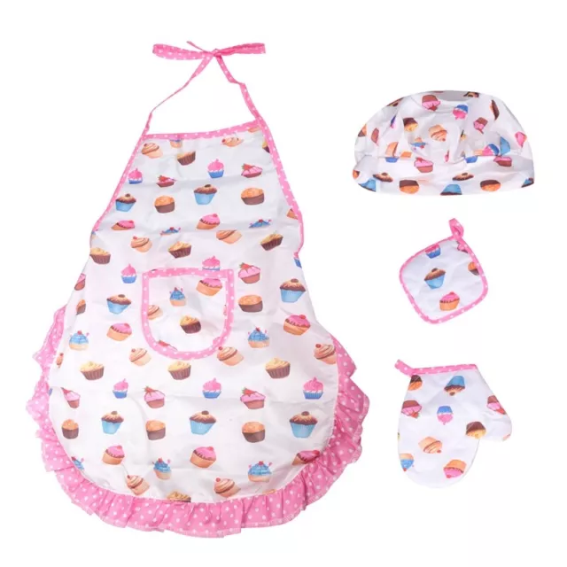 4Pcs Kids Cooking and Baking Set Includes Apron for Little Girls, Chef Hat,9569