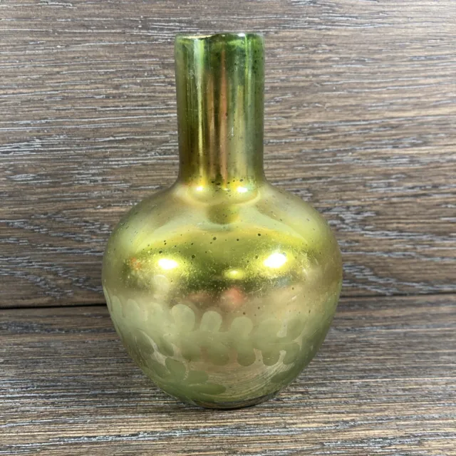 Pottery Barn Green Mercury Glass Vase 5”