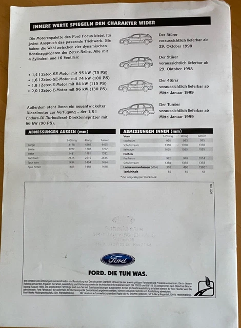 Ford Focus 2022 Preisliste