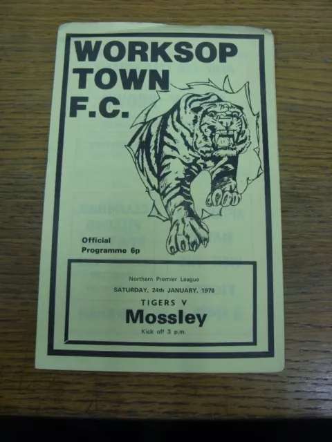 24/01/1976 Worksop Town v Mossley  (creased at top). UK ORDERS ALL INCLUDE FREE