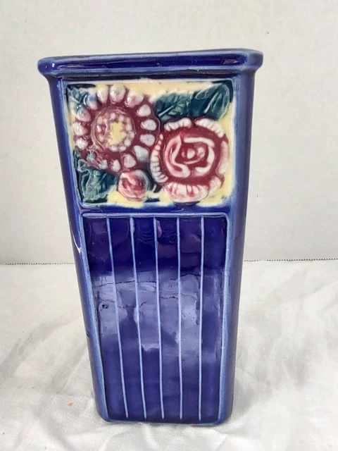 Vintage Majolica Style Art Nouveau Style Vase Made In Japan 6" h