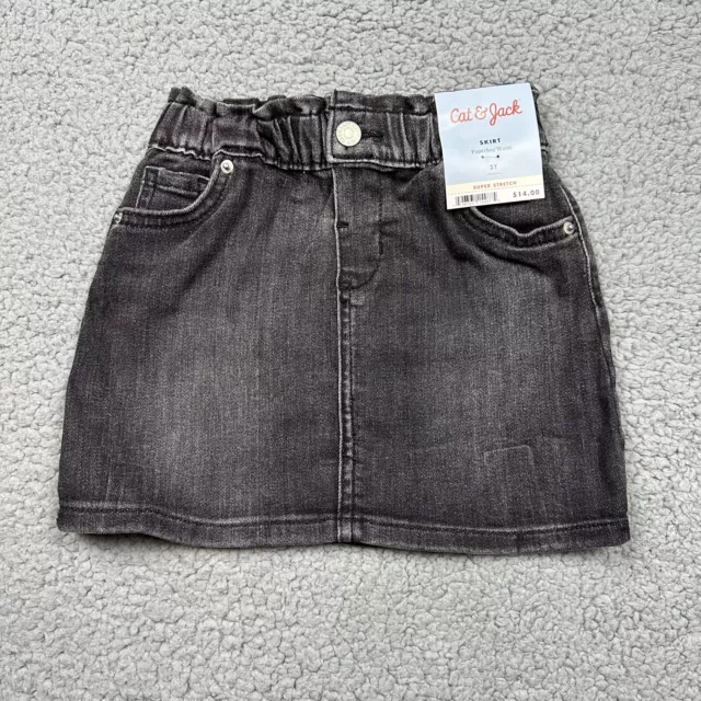 Cat Jack Skirt Toddler Girls 3T Black Denim Paperbag Waist Super Stretch