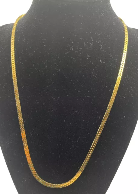 VINTAGE CCI FLAT Herringbone Chain Necklace 20” Gold tone Excellent $11 ...