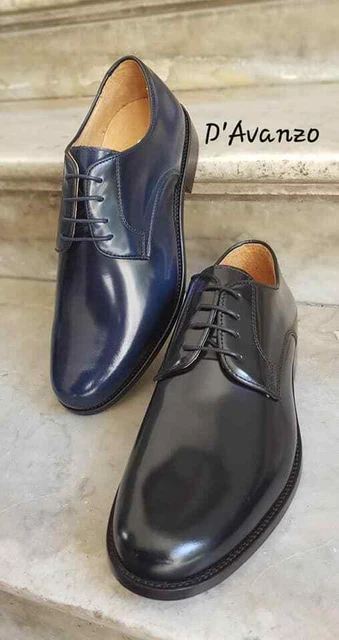 scarpe uomo ELEGANTI CLASSICHE PELLE ABRASIVATA CERIMONIA  LISCIA NERO E BLU