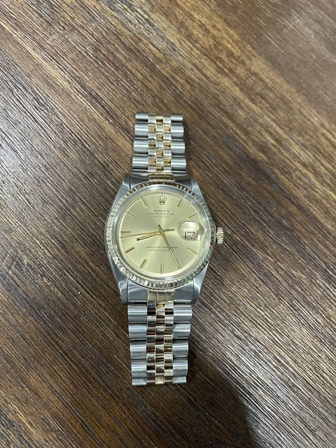 Rolex Datejust Two-Tone Stainless Steel Yellow Gold Watch w/Champagne Dial