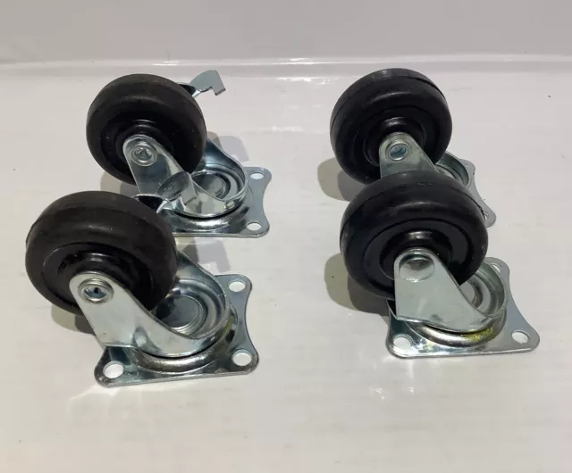 4 Heavy Duty Rubber Swivel Castor Wheels Trolley Furniture Caster 40mm Lockable