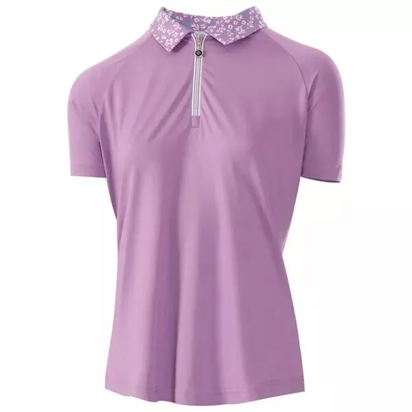 Island Green Ladies Zipped Golf Polo With Contrast Collar (Purple), BNWT, 12/14